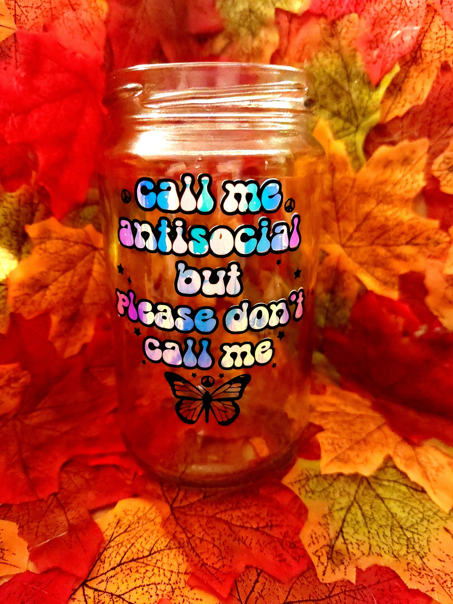 CALL ME ANTISOCIAL Mason Jar Cup Glass | gifts for him, gifts for her
