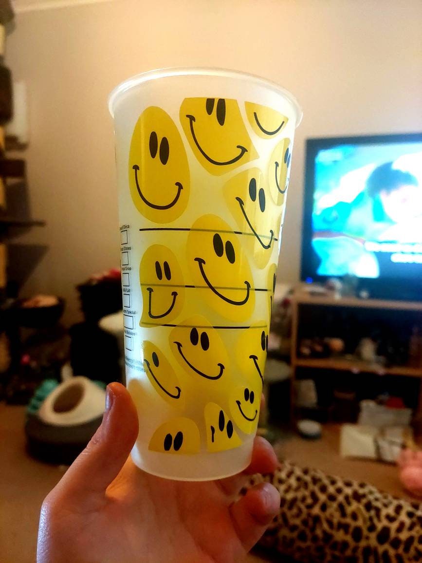 WAVY SMILE TRIPPY Cold Cup | yellow, gifts for him, gifts for her